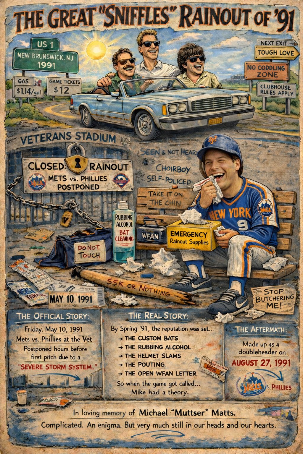 The Great Sniffles Rainout of '91 — Illustrated Poster
